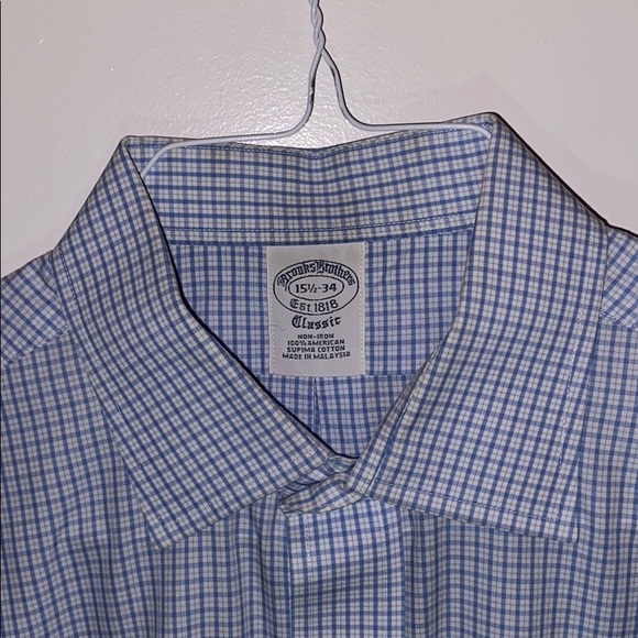 Brooks Brothers Blue Check Dress Shirt (15.5/34) - Picture 3 of 3